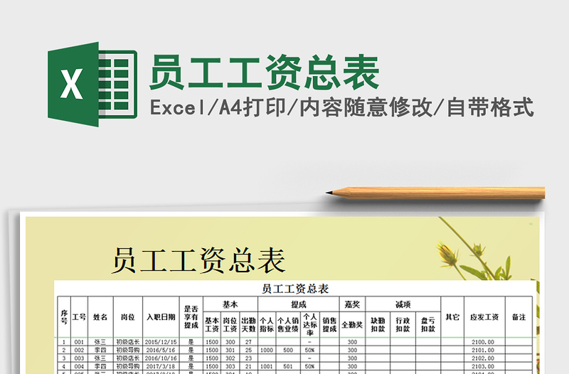 2021年員工工資總表