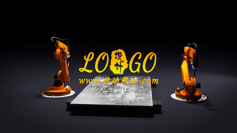 機械工業(yè)機器人手臂焊接LOGO片頭動態(tài)PPT模板