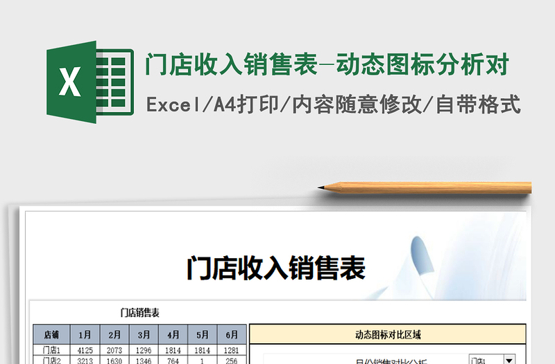 2021年门店收入销售表-动态图标分析对