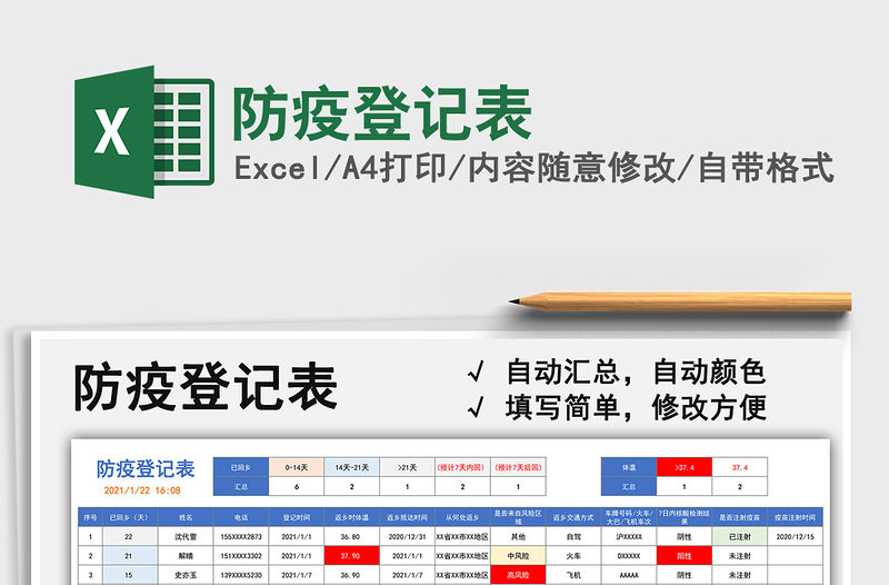 2021年防疫登記表