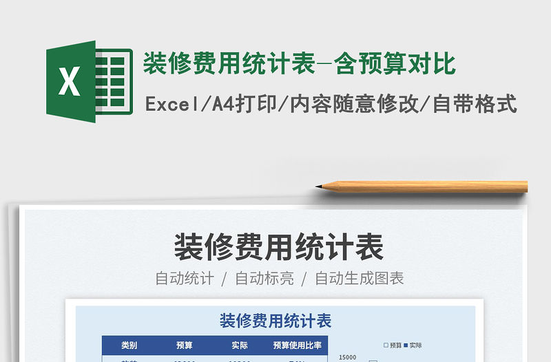 2022裝修費(fèi)用統(tǒng)計(jì)表-含預(yù)算對比免費(fèi)下載