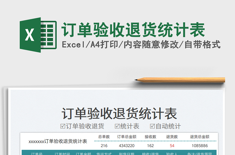 訂單驗(yàn)收退貨統(tǒng)計(jì)表免費(fèi)下載