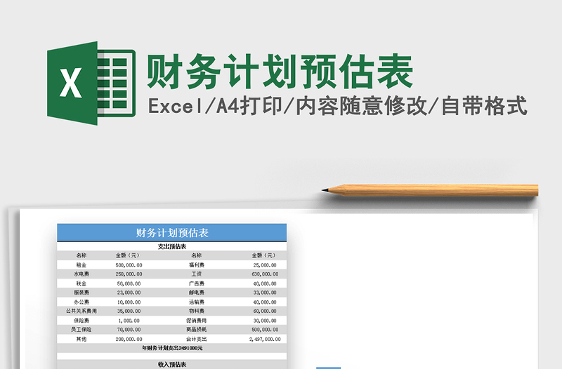 2021年财务计划预估表