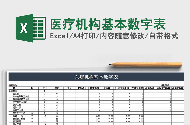 2022年医疗机构基本数字表免费下载