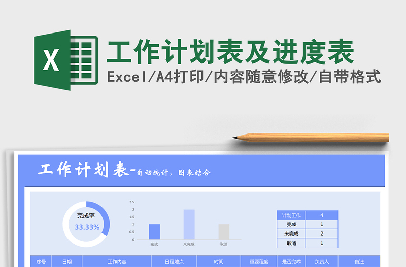 2022年工作计划表及进度表免费下载