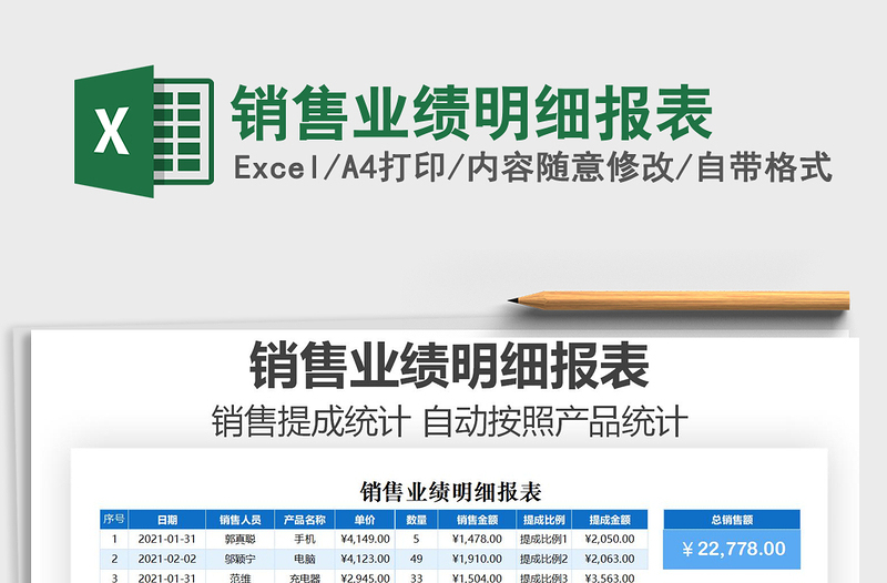 2021年銷售業(yè)績明細(xì)報表