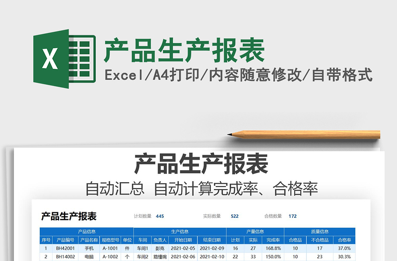 2021年產(chǎn)品生產(chǎn)報(bào)表