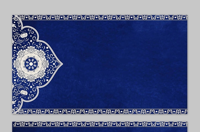 蓝色古典花纹PPT边框背景图片