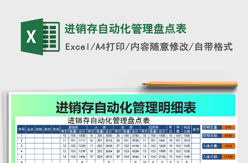 2021年进销存自动化管理盘点表