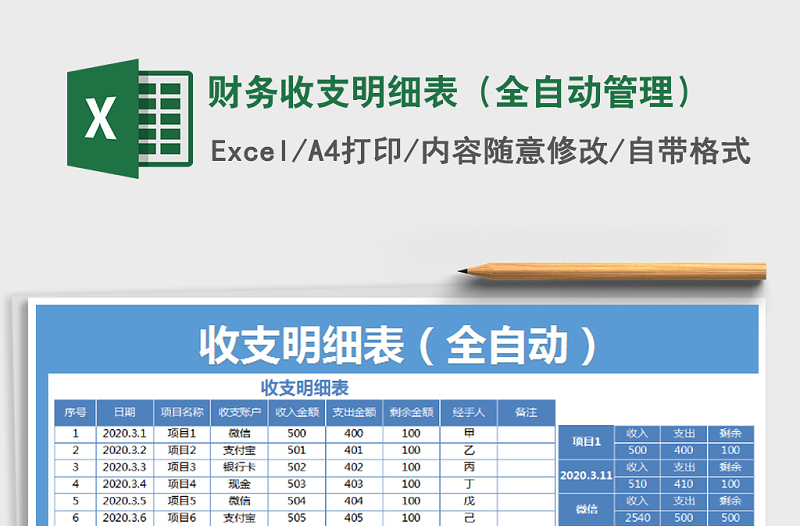 2021年财务收支明细表（全自动管理）