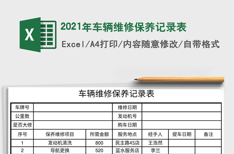 2021年車輛維修保養(yǎng)記錄表