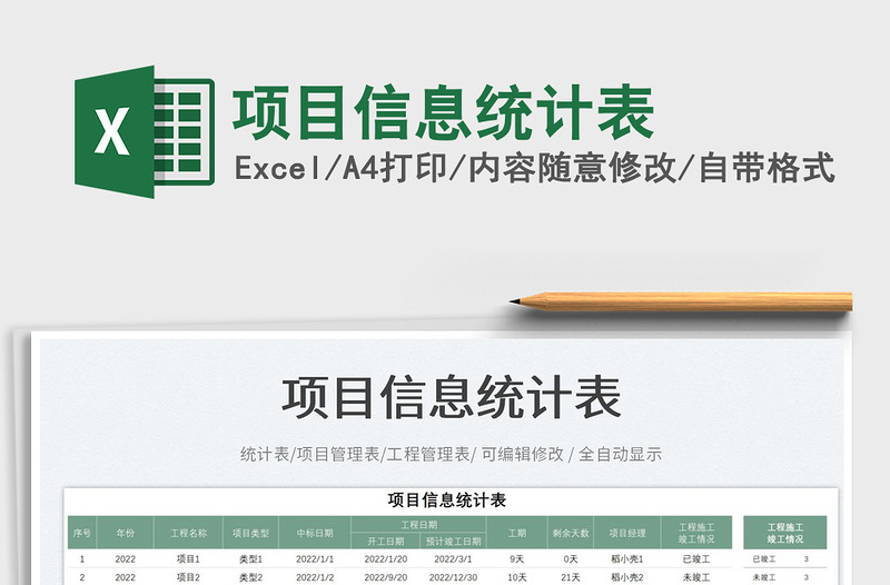 項目信息統(tǒng)計表免費下載