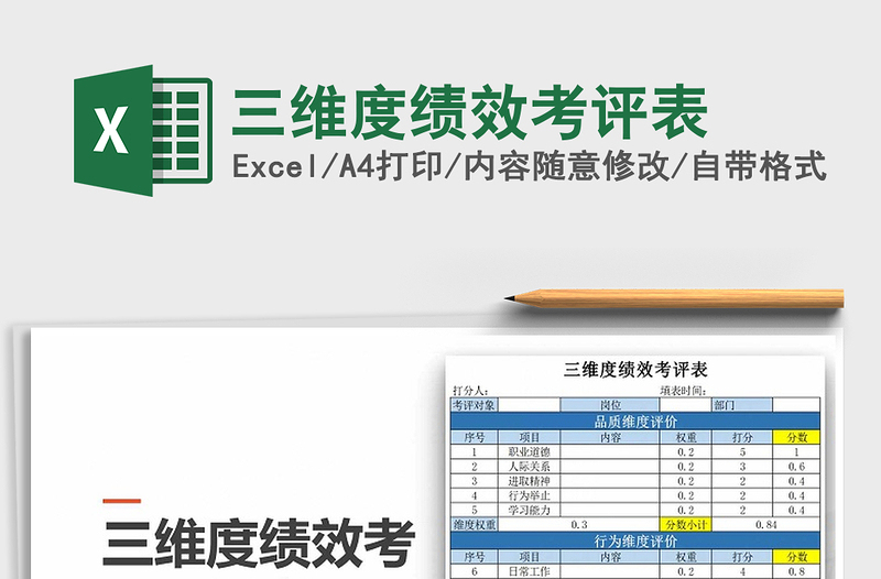 2021年三維度績效考評表