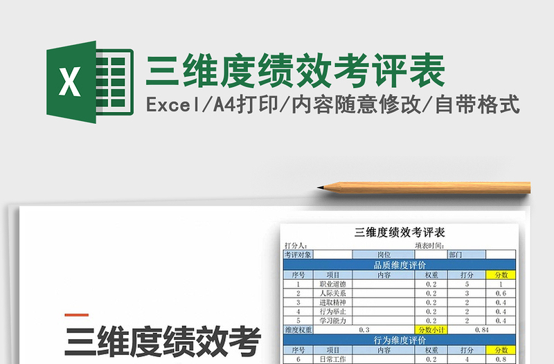 2021年三维度绩效考评表