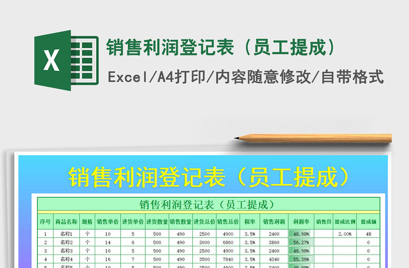 2022年銷售利潤登記表（員工提成）免費下載