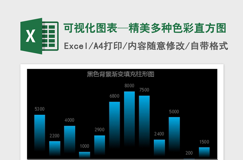 2021年可視化圖表—精美多種色彩直方圖免費下載
