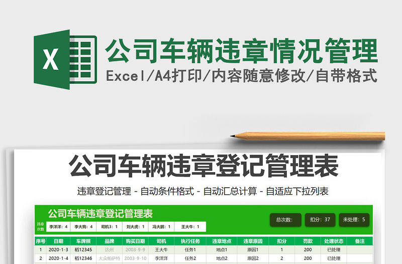 2021公司車輛違章情況管理免費下載