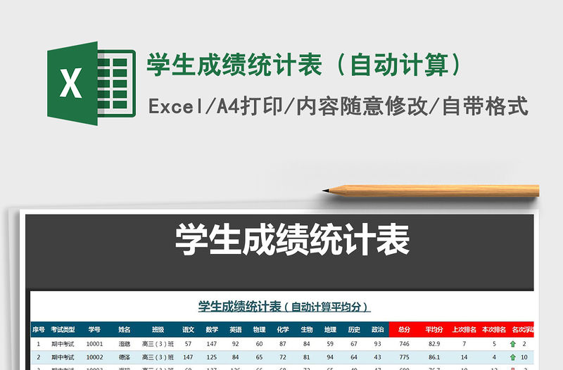 2021年學生成績統(tǒng)計表（自動計算）