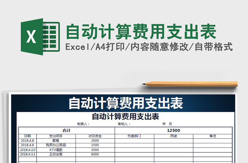 2021年自动计算费用支出表