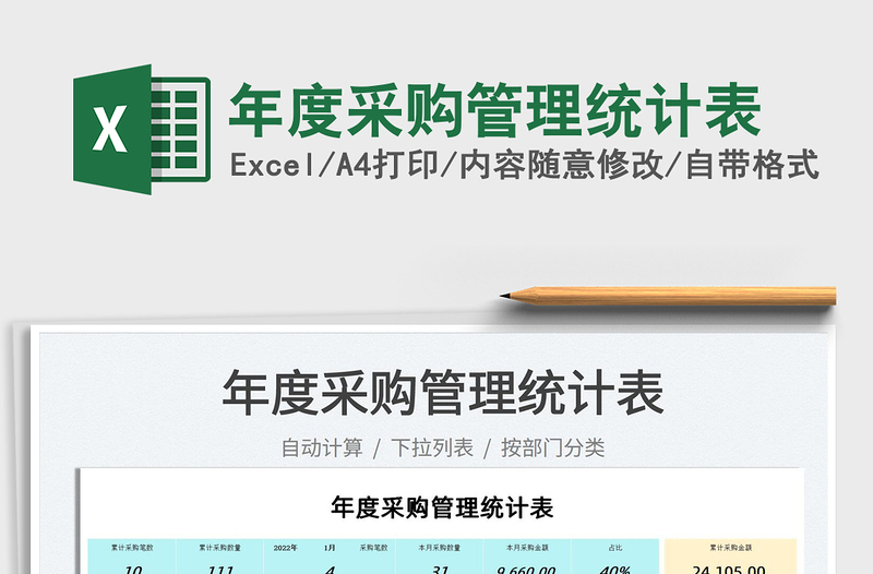 2022年度采購管理統(tǒng)計表免費下載
