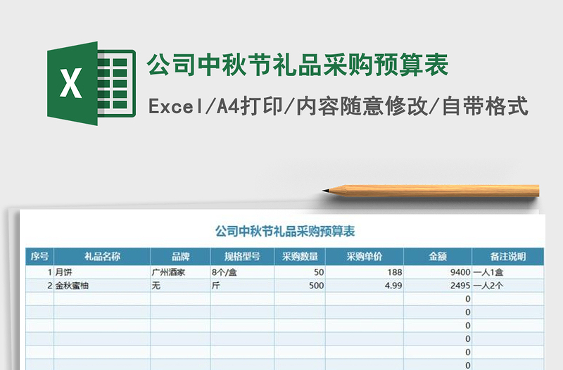 2021年公司中秋节礼品采购预算表