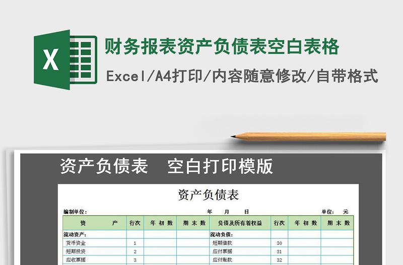 2021年財務(wù)報表資產(chǎn)負債表空白表格