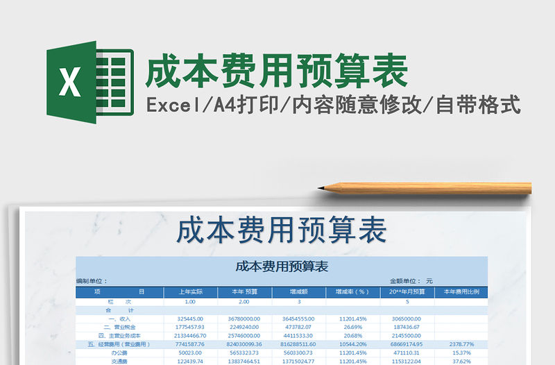 2021年成本費用預算表