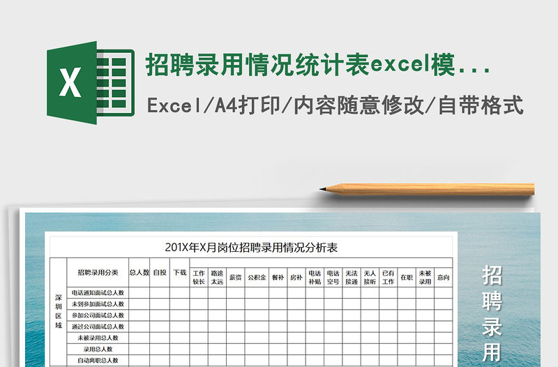 2022招聘錄用情況統計表excel模板表格免費下載