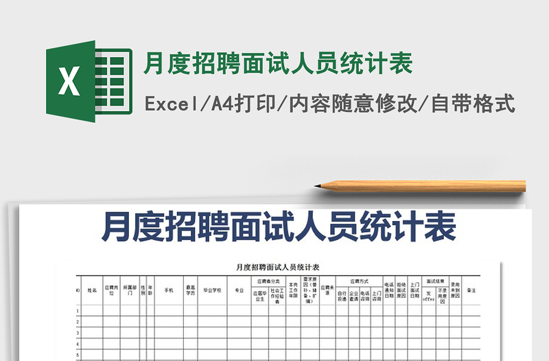 2021年月度招聘面試人員統(tǒng)計表