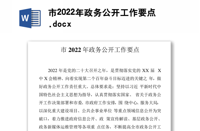 市2022年政务公开工作要点.docx