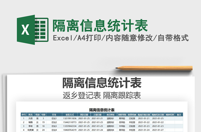 2021年隔离信息统计表