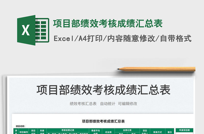 2022項目部績效考核成績匯總表免費下載