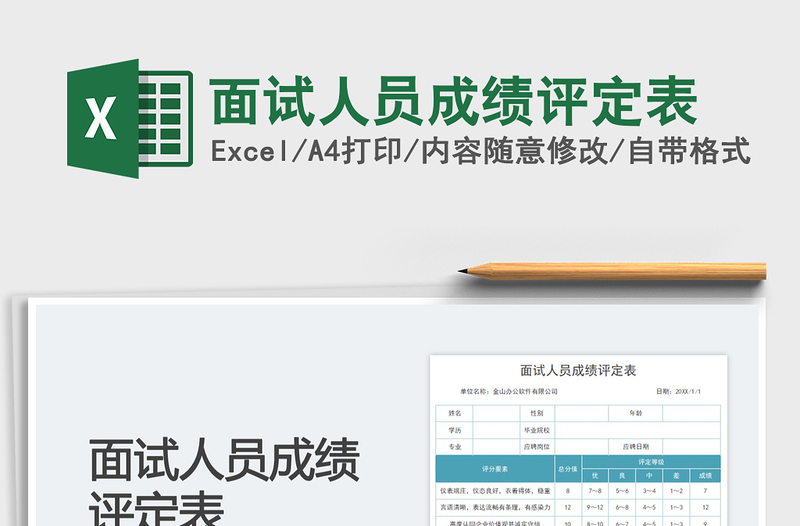 2023面試人員成績評定表免費(fèi)下載