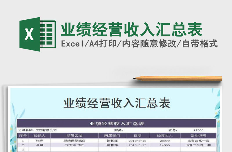 2021年业绩经营收入汇总表