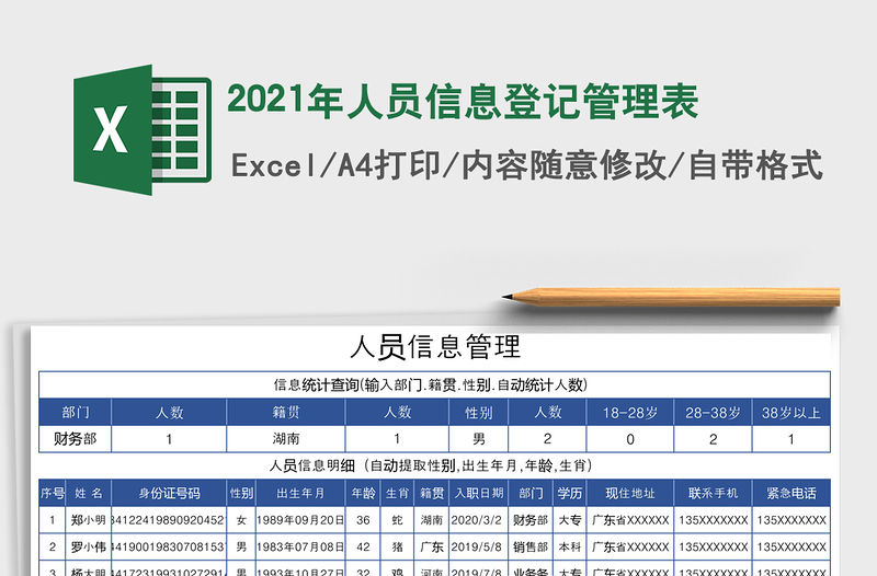 2021年人員信息登記管理表