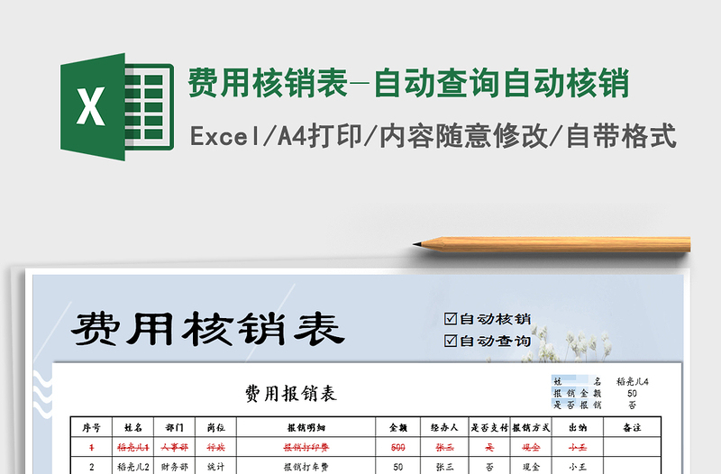 2021年费用核销表-自动查询自动核销