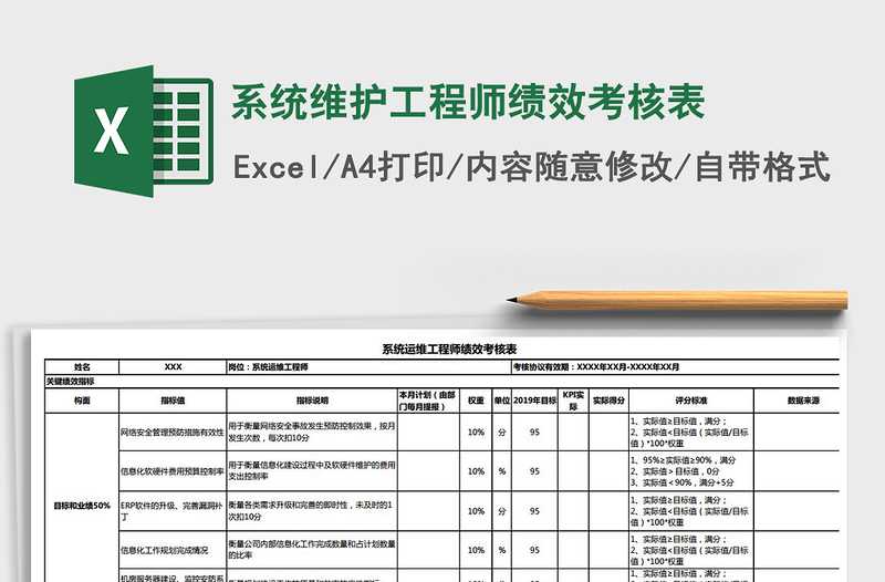 2021年系統(tǒng)維護工程師績效考核表