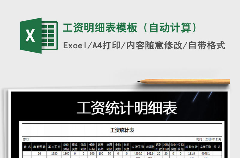 2022年工資明細表模板（自動計算）免費下載