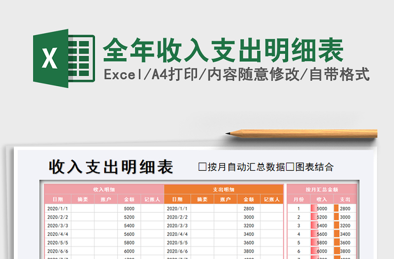 2021年全年收入支出明細(xì)表