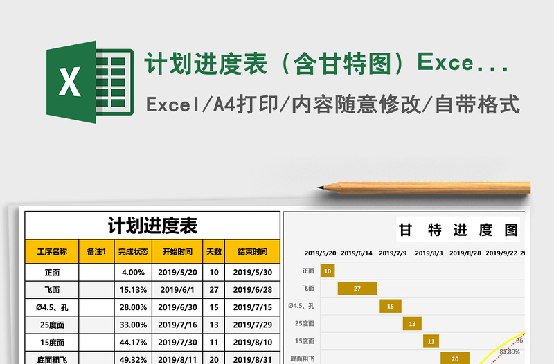計劃進度表(含甘特圖)Excel表格