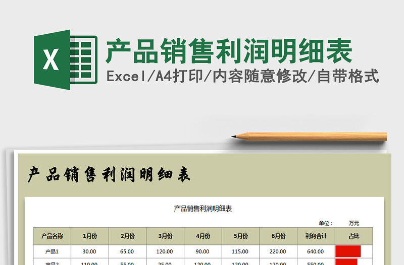 2021年產品銷售利潤明細表