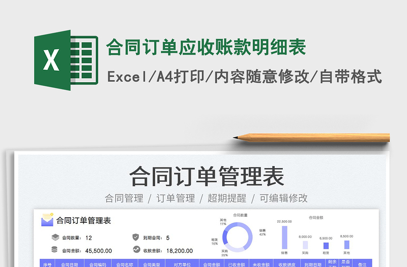 2023合同訂單應收賬款明細表免費下載