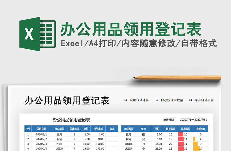 2021年办公用品领用登记表