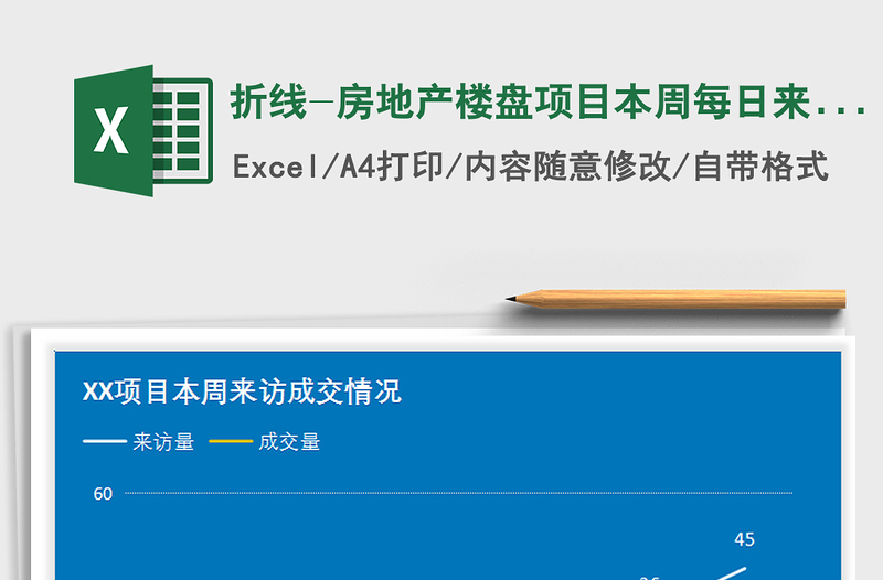 2021年折线-房地产楼盘项目本周每日来访成交对比图-蓝