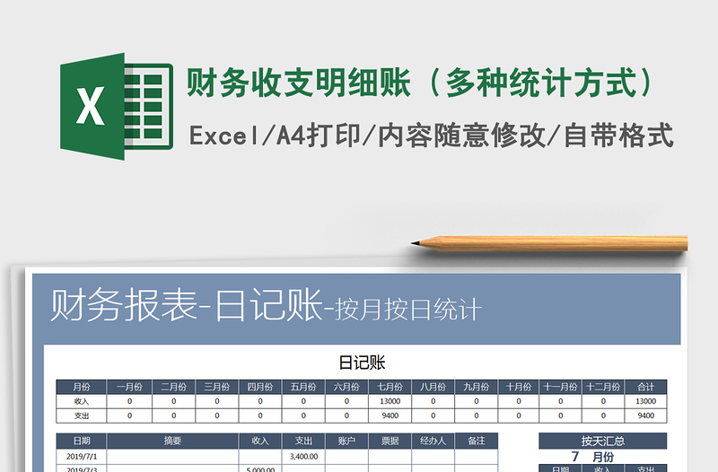 2022年财务收支明细账（多种统计方式）