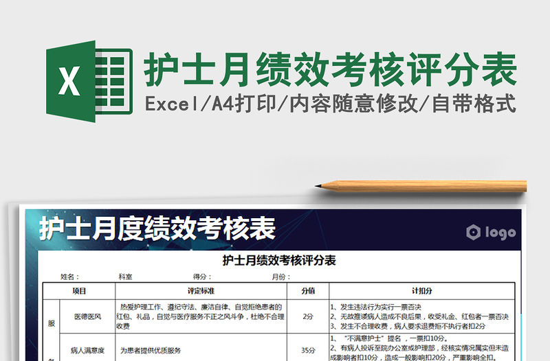 2021年護士月績效考核評分表