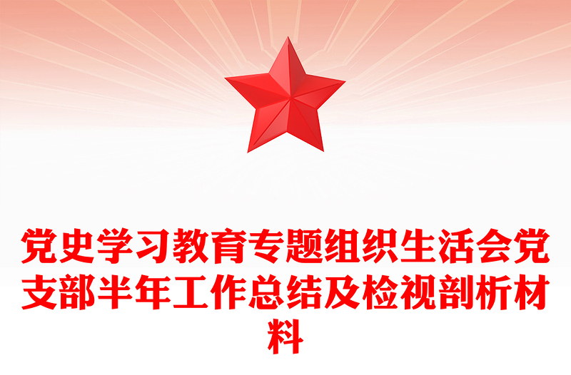 黨史學(xué)習(xí)教育專題組織生活會(huì)黨支部半年工作總結(jié)及檢視剖析材料