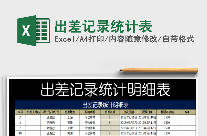 2021年出差记录统计表