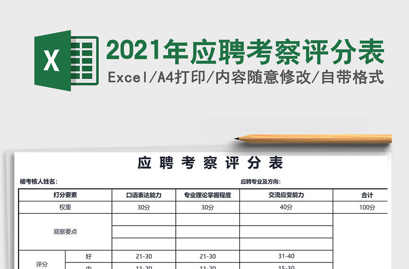 2021年應(yīng)聘考察評分表
