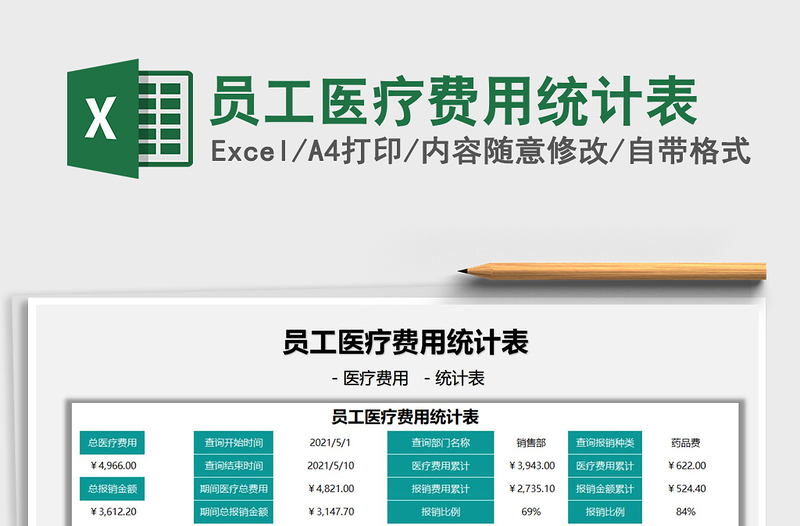 2021員工醫(yī)療費(fèi)用統(tǒng)計(jì)表免費(fèi)下載